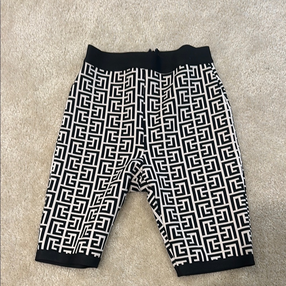 Super cute and funky biker short Balmain print matching top also available